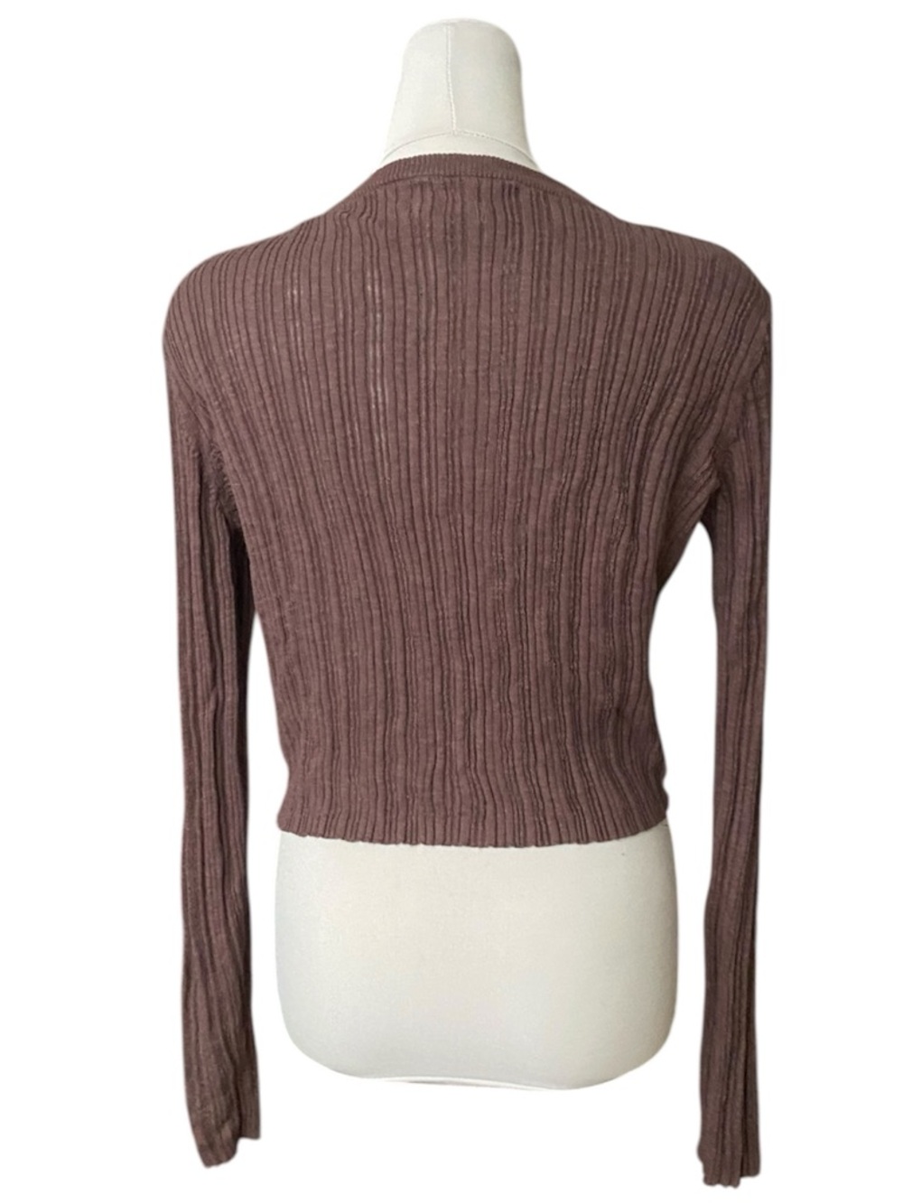 AE Ribbed Crew Neck Cardigan - Picture 6 of 8